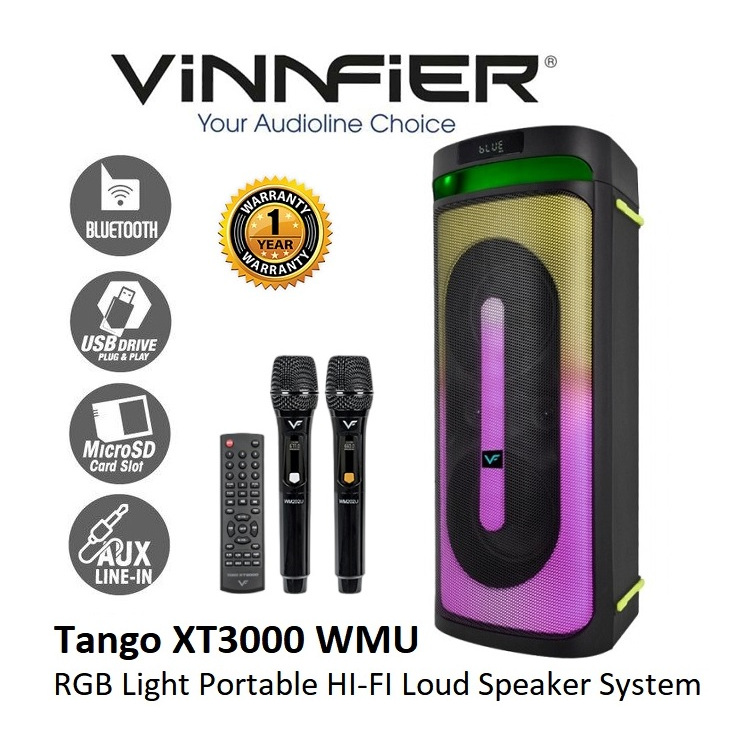 Vinnfier Tango XT3000 WMU Bluetooth Potable HIFI Loud Speaker PartyBox