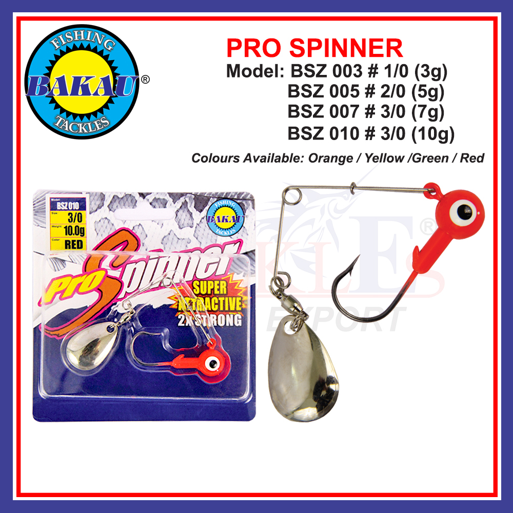 (3g10g) Bakau Pro Spinner BSZ Propeller Jig Head Bait Metal Fishing