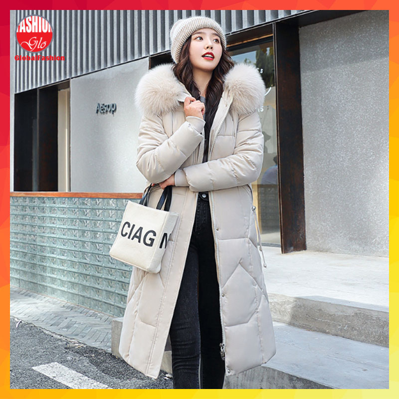 Winter Jacket Woman Baju Sejuk Perempuan Tebal Slim Fit Fur Hooded ...