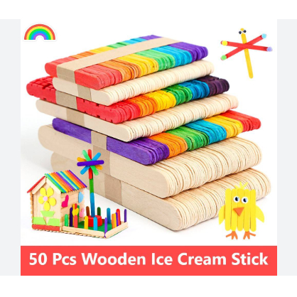 50pcs Ice Cream Sticks Diy Handicraft Making Material Popsicle Stick  Modeling Wooden Chips Wooden Sticks