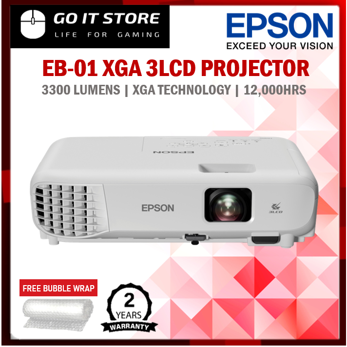Epson EBE01 Projector 3LCD 3300 Lumens XGA Resolution High Brightness