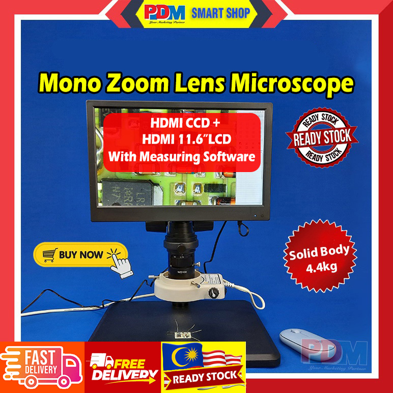 PDM Stereo Microscope Mono Zoom Lens Digital Microscope + Measuring