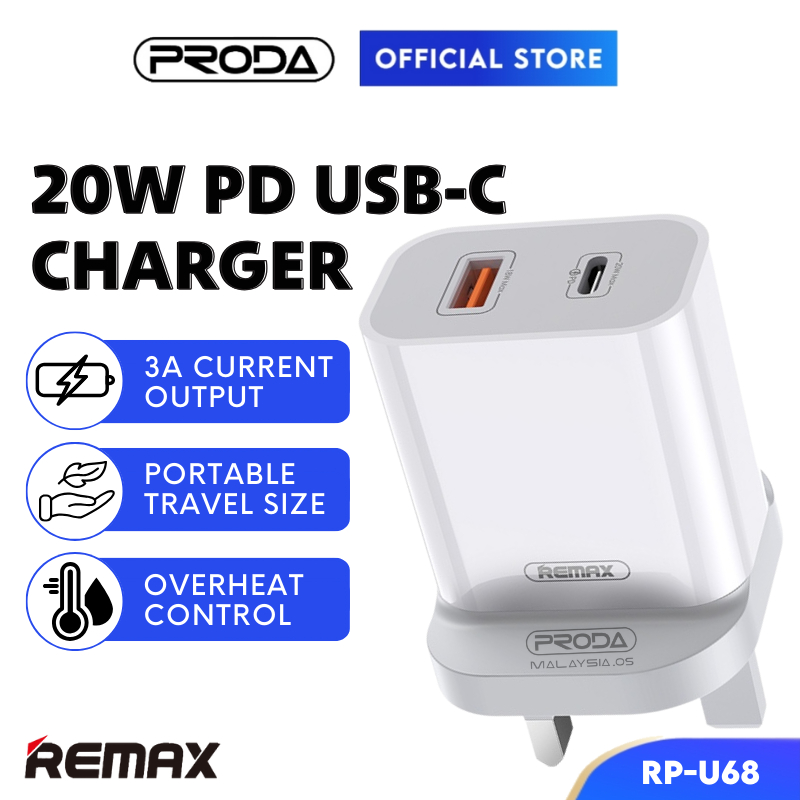 REMAX Original Charger Adapter 3A Fast Charging Travel USB Type C ...