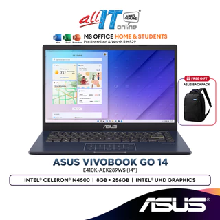 Asus Laptop E410K-AEK289WS 14" FHD Laptop (Intel® Celeron® N4500 | 8GB | 256GB SSD | Intel UHD Graphics | H&S)