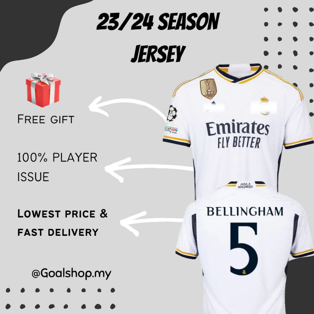 [Player Issue & Fans Issue] 23/24 Jersey RM Home Jersey Official Bola Madrid Home Jersey Player