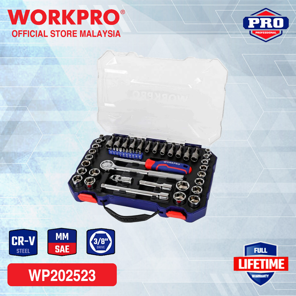 WORKPRO Dr.6 Point Socket Set (47 Pcs/3/8