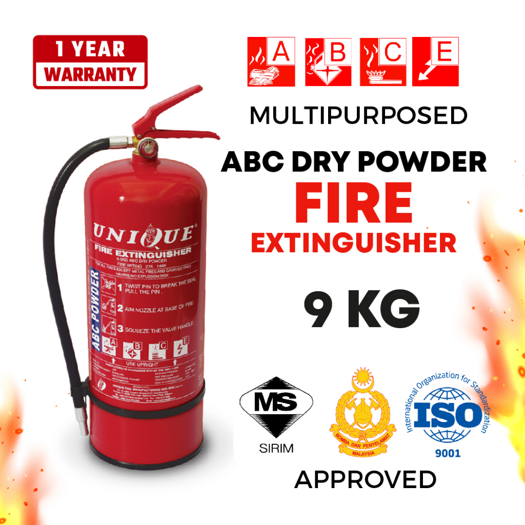 BRAND (UNIQUE FIRE) 9KG ABC DRY POWDER FIRE EXTINGUISHER Shopee Malaysia