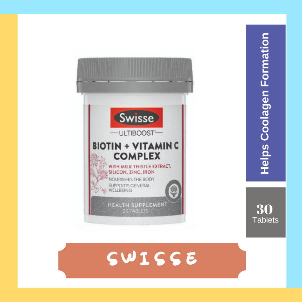Swisse Ultiboost Biotin + Vitamin C Complex 30s Helps In Collagen