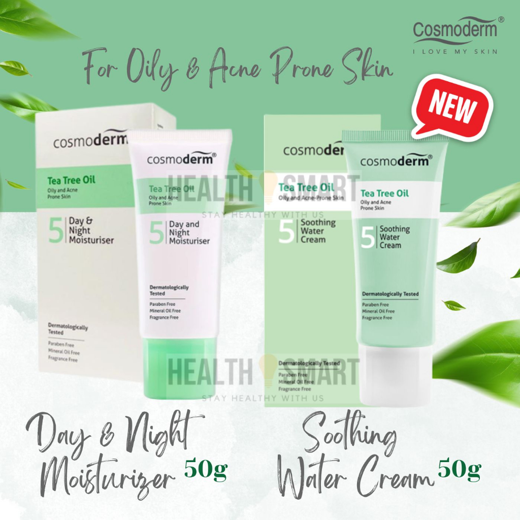 Cosmoderm Tea Tree Oil Day And Night Moisturiser 50g Tea Tree Oil Soothing Water Cream 50ml