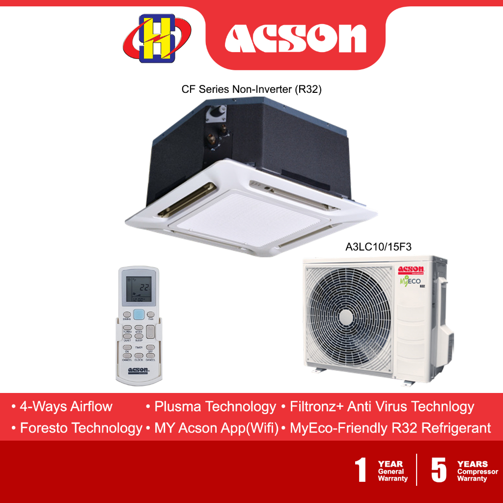 Acson Air Conditioner (1.0HP/1.5HP) CF Series R32 refrigerant Ceiling