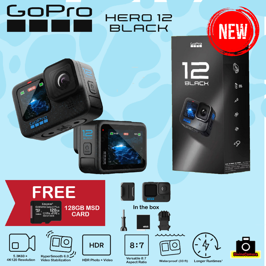 GoPro HERO 12 Black Action Camera HyperSmooth 6.0 5.3K60 27MP Up