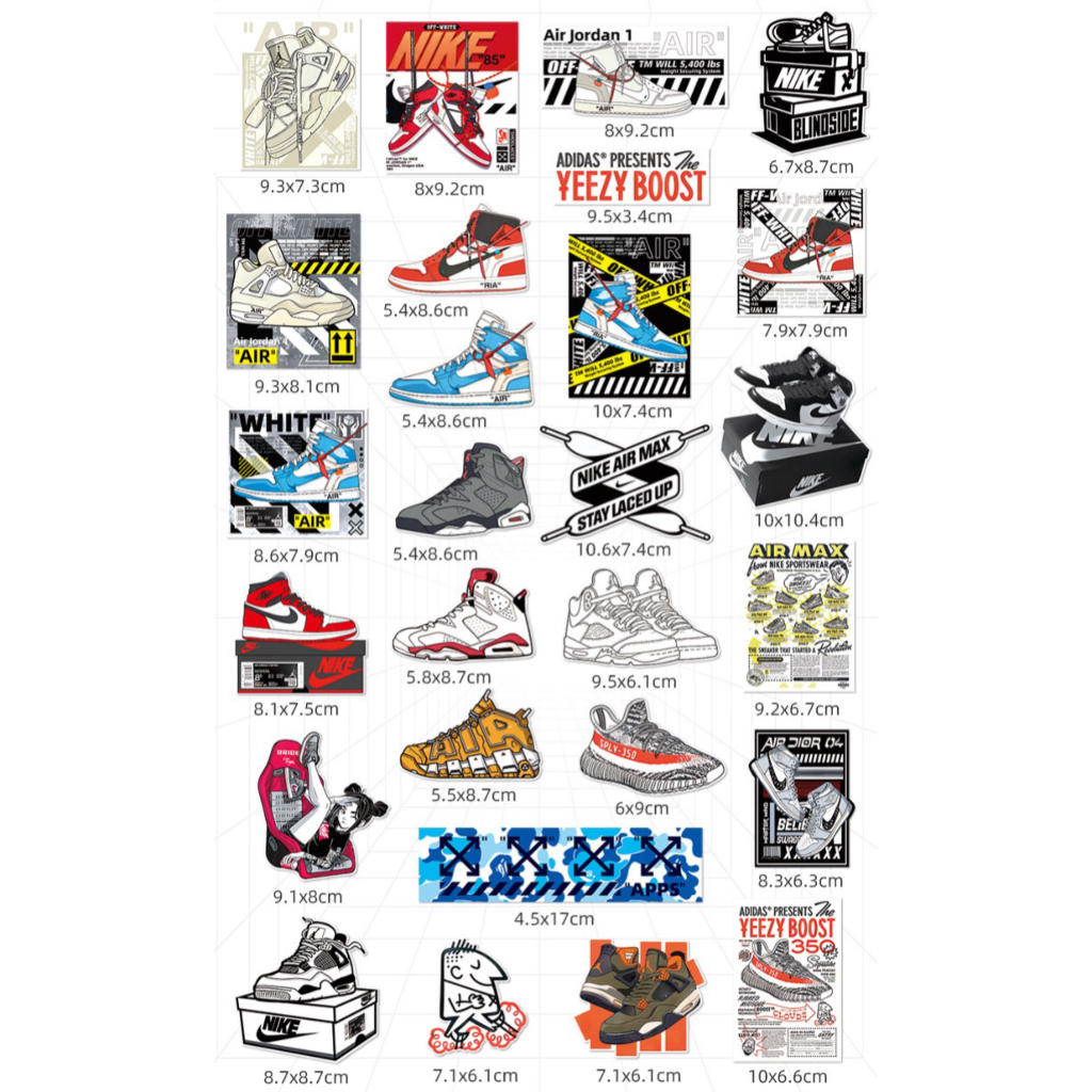 (PREMIUM DESIGNER STICKER) 27pcs AIR JORDAN FANS Vinyl Decal graffiti ...
