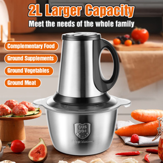 6.5L Large Capacity 1500W Electric Food Processor Chopper Three Speeds  Stainless Steel Vegetables Meat Grinder Mincer