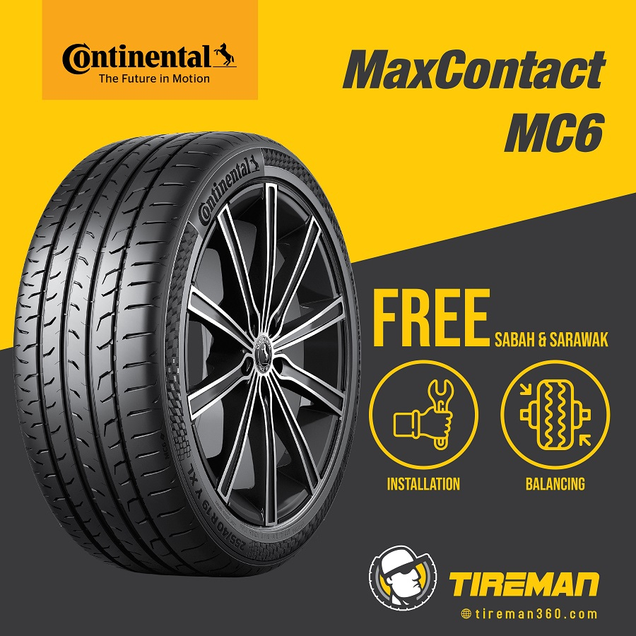 Continental Max Contact MC6 MC7 16 17 18 19 Inch Tayar Tire (FREE ...