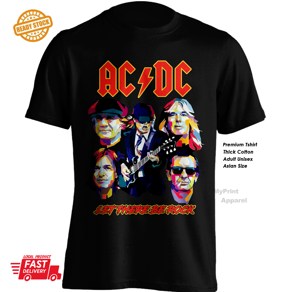 AC/DC ACDC Heavy Metal Rock Band Thunderstruck Cotton 190gsm Tshirt ...
