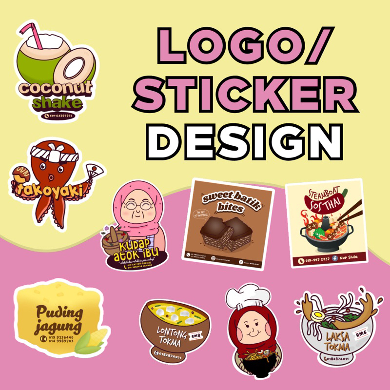 Service logo/sticker design poster lukis character cartoon logo