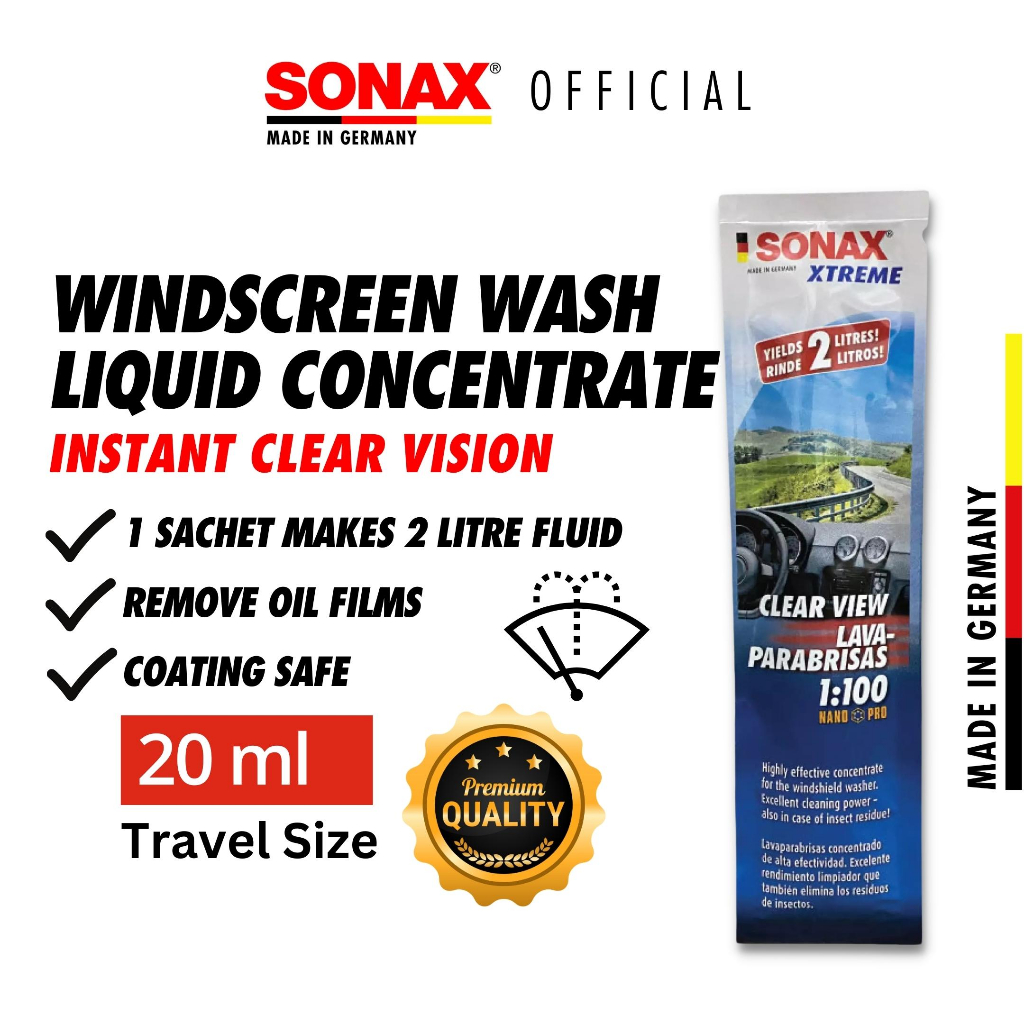 SONAX XTREME ClearView Windscreen Wiper Wash 1100 Concentrate 20ml Car