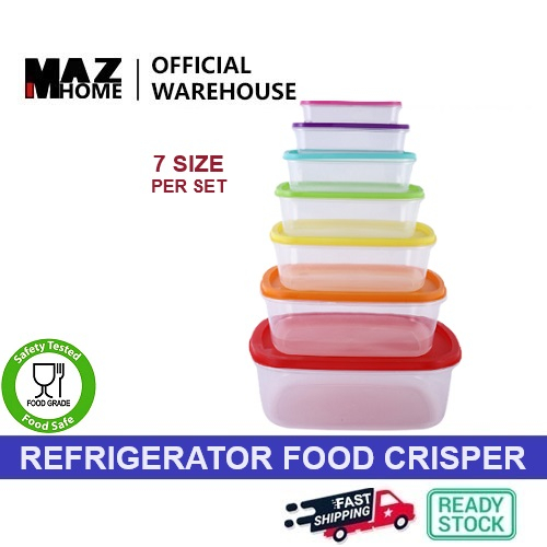【7 Pcs Set】Transparent Rectangular Food Storage Container Fresh-Keeping ...