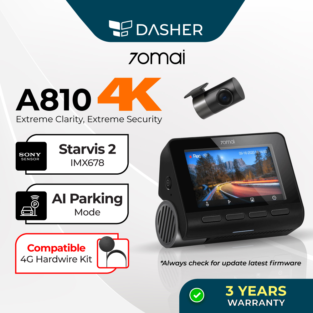 [Premium] 70mai A810 4K Dash Cam Dual Vision Car Recorder With GPS ADAS ...