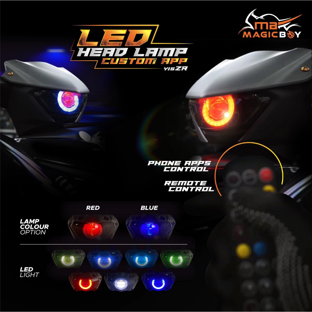 MAGIC BOY Y16 Y16ZR PROJECTOR CUSTOM APP HEAD LAMP C1 COLOUR ADJUSTABLE ...