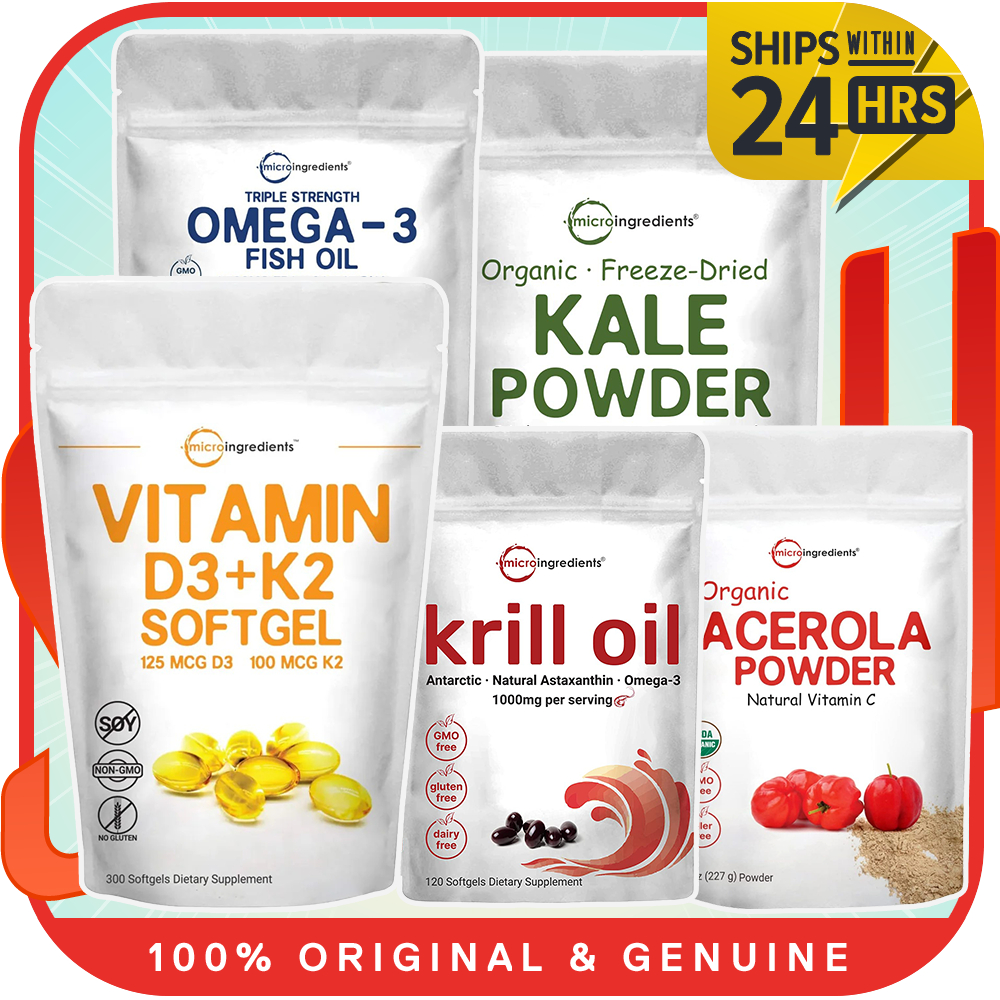 Micro Ingredients Antarctic Krill Oil Vitamin D3 + K2 l Omega 3