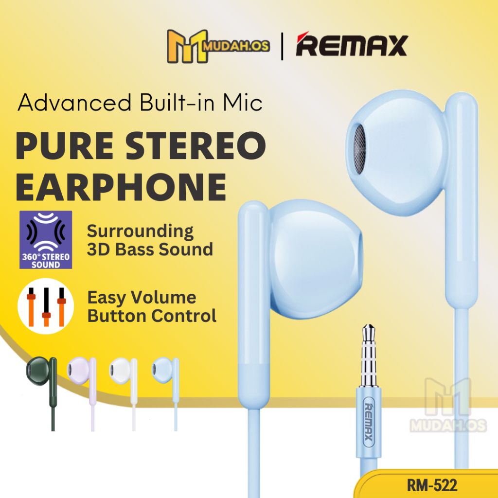REMAX Earphone 3 5 mm Earphone With Mic MDRM522 Wired Earphone Stereo ...
