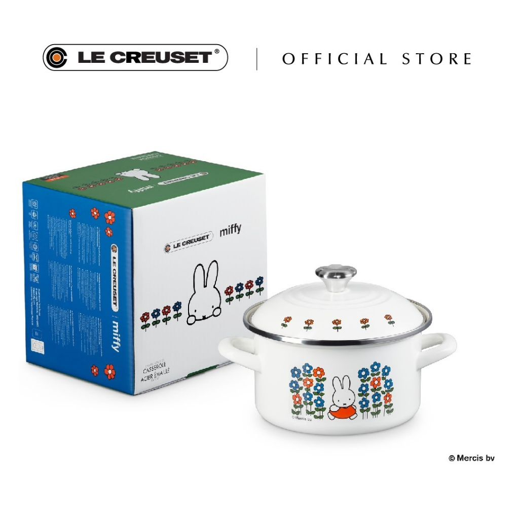 Le Creuset EOS MIFFY Casserole with Stainless Steel Flower Knob White