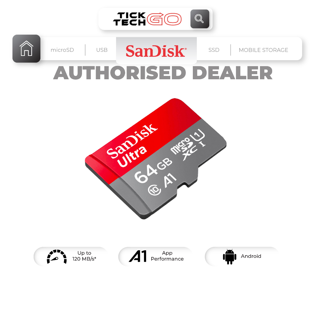 Micro Sd Sandisk 64gb A1 Memory Card SanDisk Ultra A1 Class 10