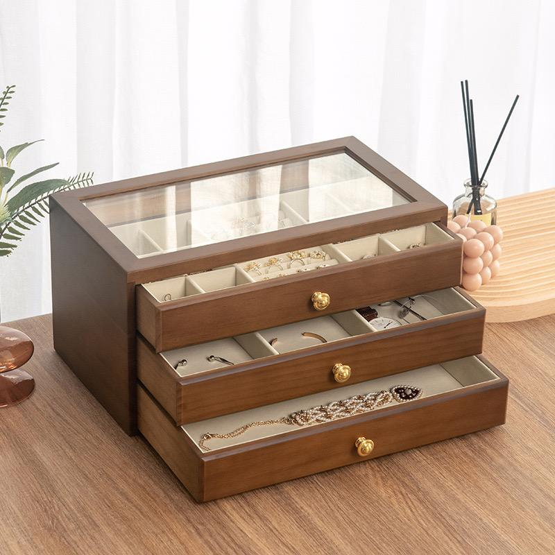 Roll_n_Rotate Solid wood jewelry box storage box high-end retro multi ...