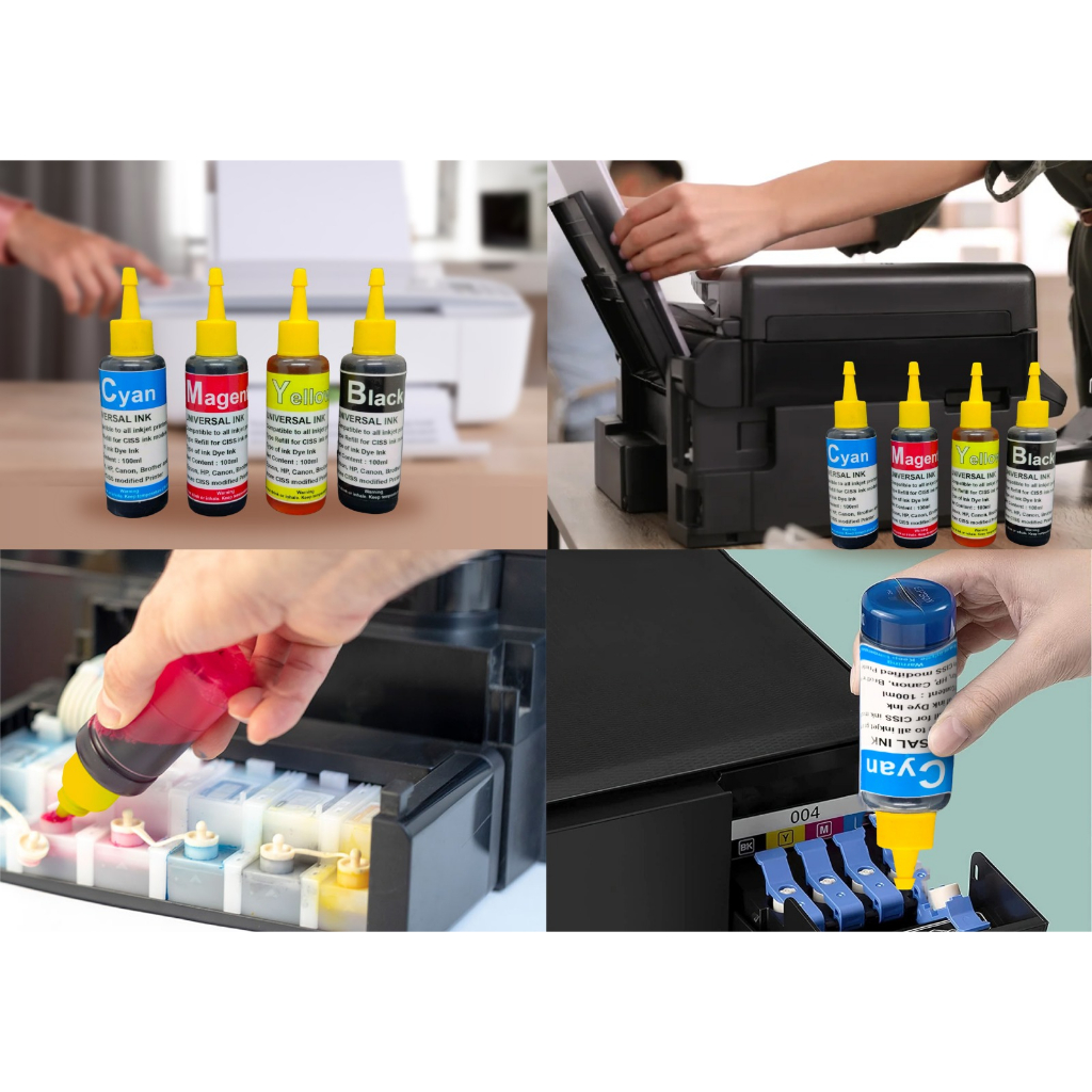 INK / UNIVERSAL Inkjet Printer Refill Dye Ink 100 ml 4 Color (BK/C/Y/M