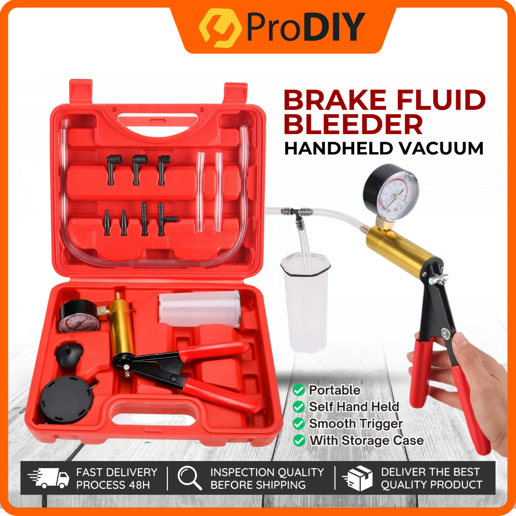 Portable Brake Fluid Bleeder Tool Set Hand Held Vacuum Pump Brake