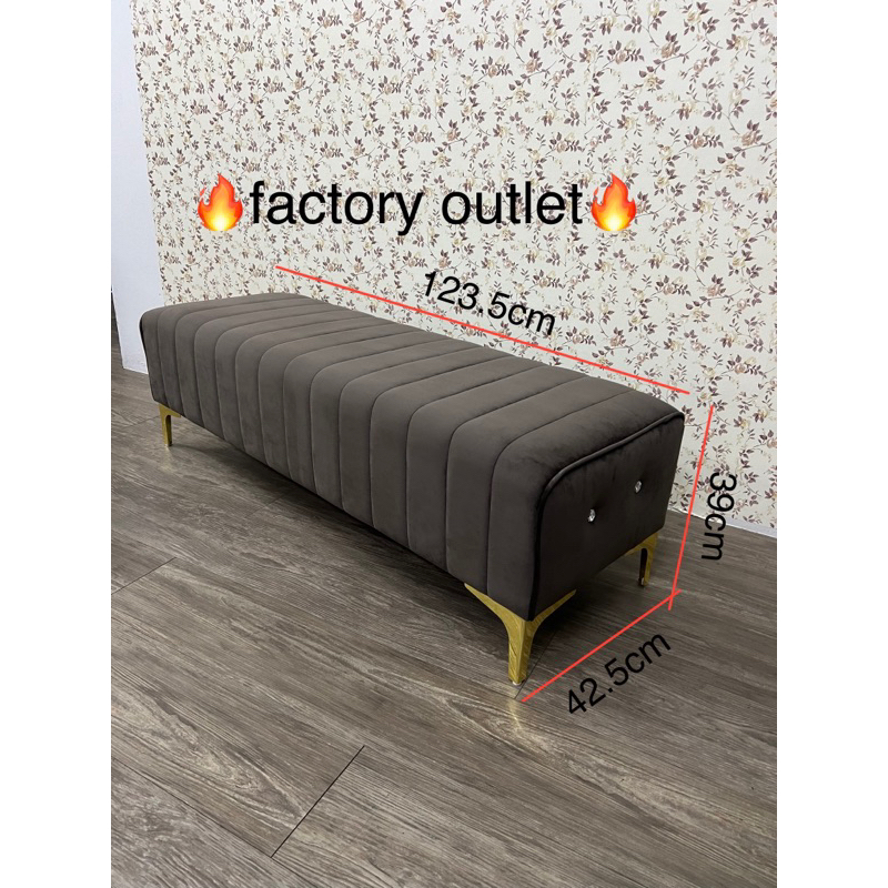 CMK 4f velvet long stool ottoman sofa gold leg bench chair Furniture ...