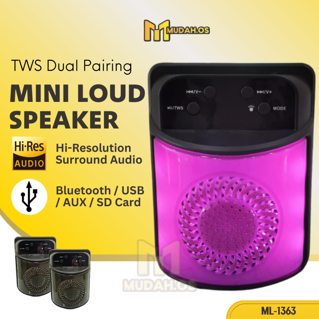 Portable Mini Wireless Bluetooth Speaker Stereo Super Bass MDML1363 SD ...