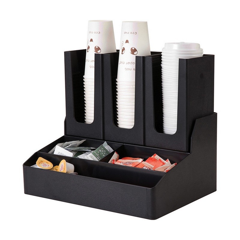 6 Compartment Cup Holder / Tea Coffee Sugar Storage Organiser (Black ...