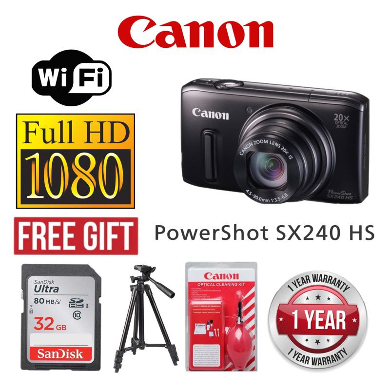 Canon Powershot SX240 HS WiFi Images Stabilizer 20x zoom original (1 years warranty) Shopee