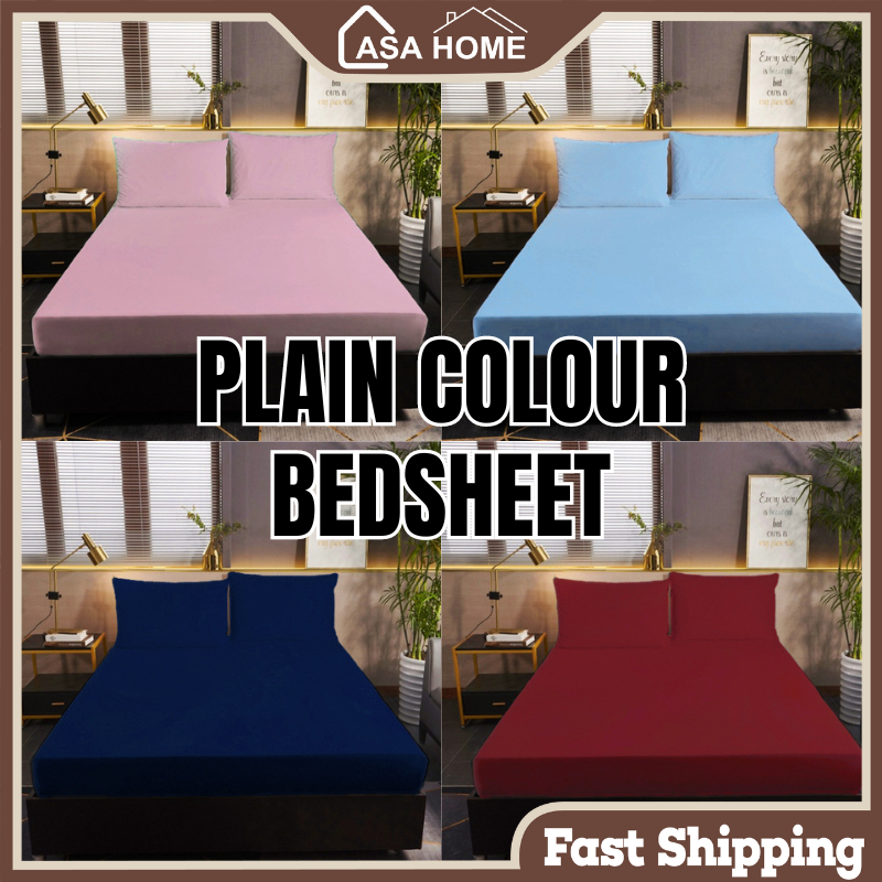 CASA Plain Colour Bed Sheet Single Queen King Size Fitted Bedsheet