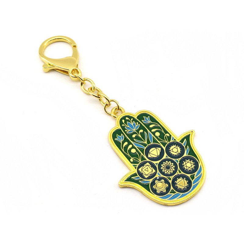 Luckboostium Silver Hamsa Hand Keychain With Amethyst & Evil Eye - Protection Charm For Home, Car, Gift - View #2