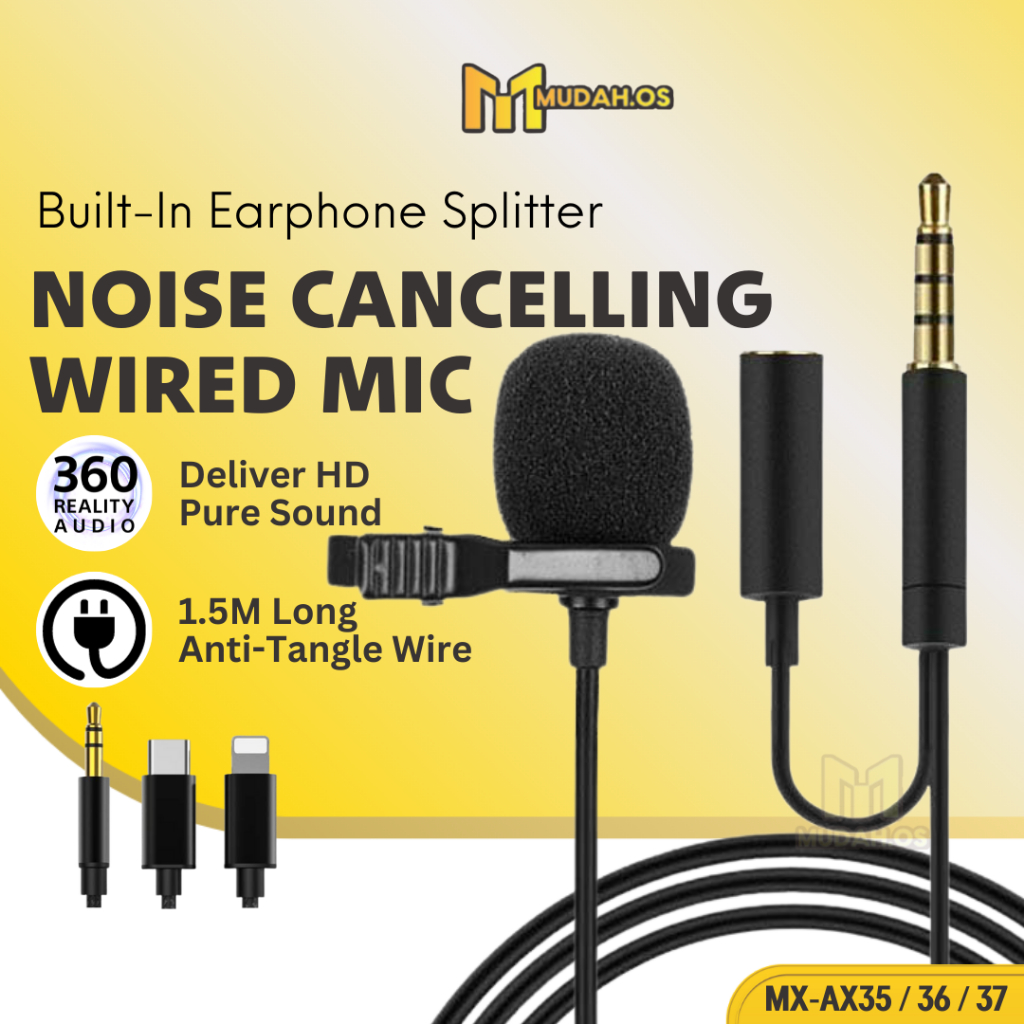MOXOM Lavalier Mic For Phone Live Recording MDAX35 / MDAX36 / MDAX37