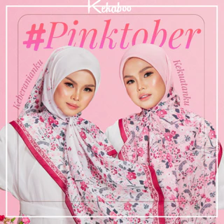 KEKABOO Special Edition Pink October [Free Brooch] Tudung Bawal Cotton Bidang 45+