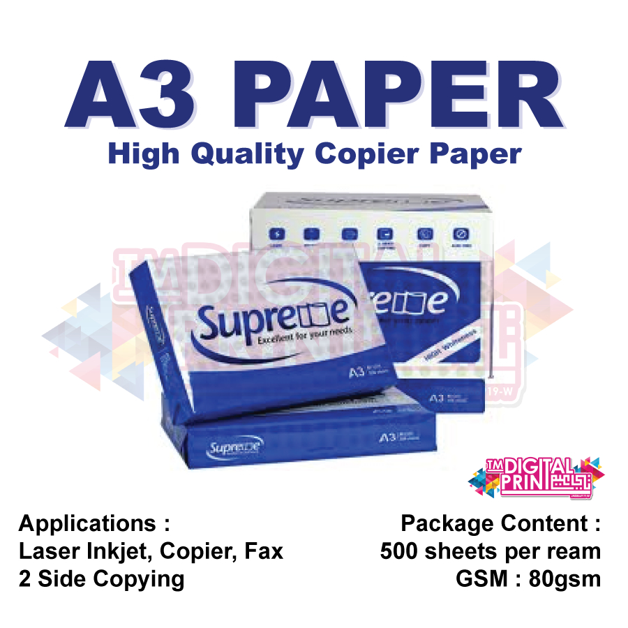 SUPREME A3 PAPER 80GSM 500SHEETS 1 REAM | Shopee Malaysia