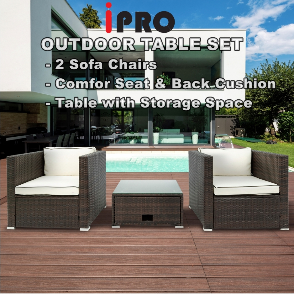 IPRO Rattan Sofa Outdoor Table And Chair Set Wt Storage Table Garden ...