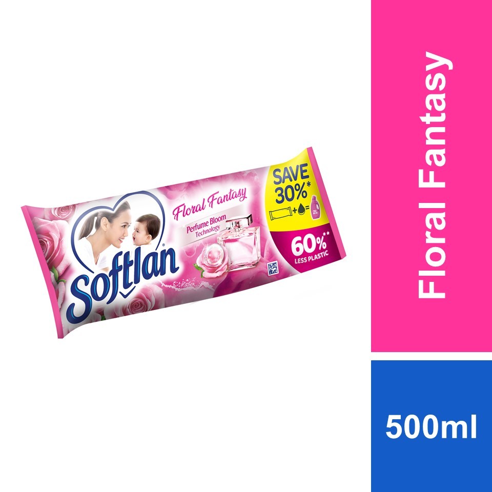 Softlan Fabric Softener Floral Fantasy Refill Concentrate Pouch 500ml ...