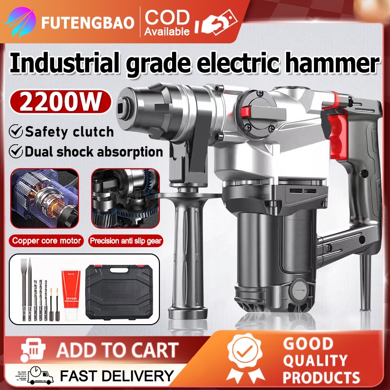 2200W Demolition Hammer Drill breaker Pick Break Concrete Electric