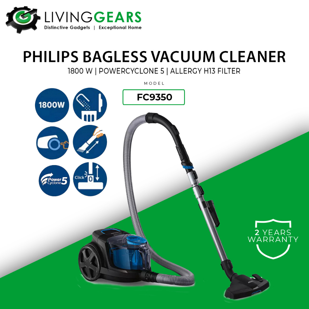 Philips 1800W Bagless Canister Vacuum Cleaner PowerCyclone5 FC9350