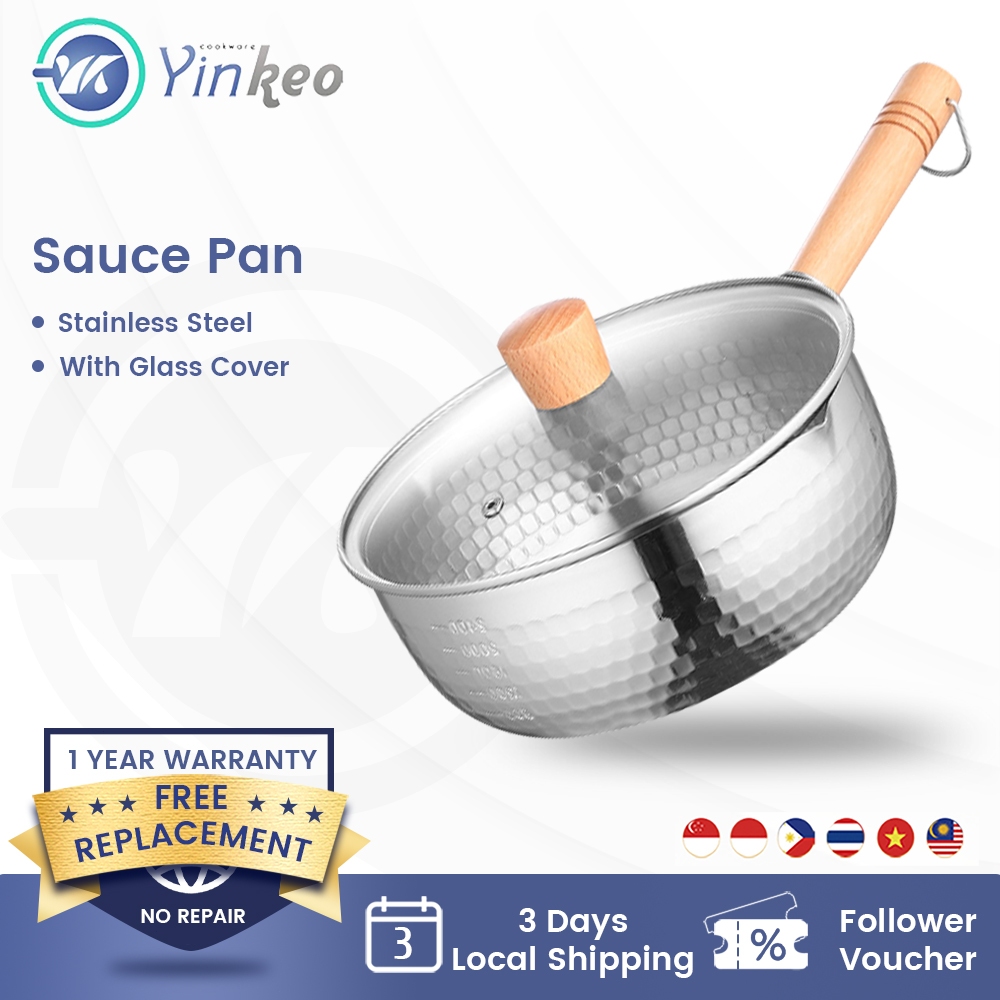 Yinkeo Non Stick Sauce Pan Stainless Steel Milk Pan With Lid Periuk
