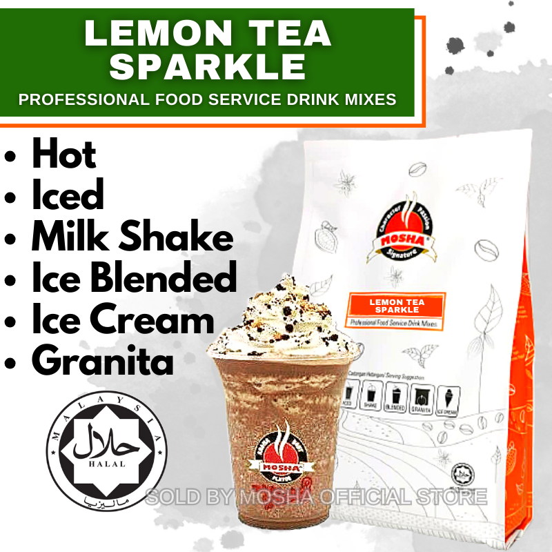 MOSHA Lemon Tea Sparkle Powder (Serbuk Minuman Panas, Sejuk, Ice