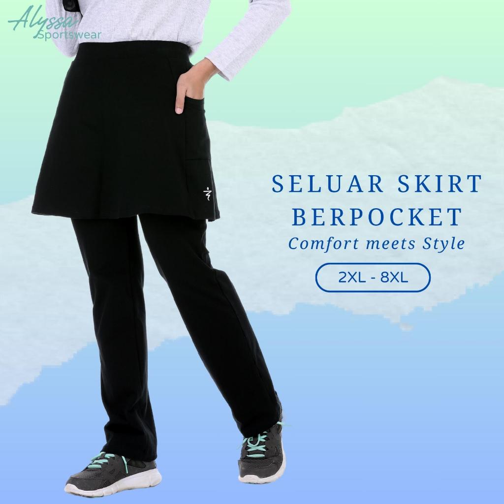 SELUAR SKIRT BERPOCKET Muslimah Sport skirt pants plus size XL 8XL Shopee Malaysia
