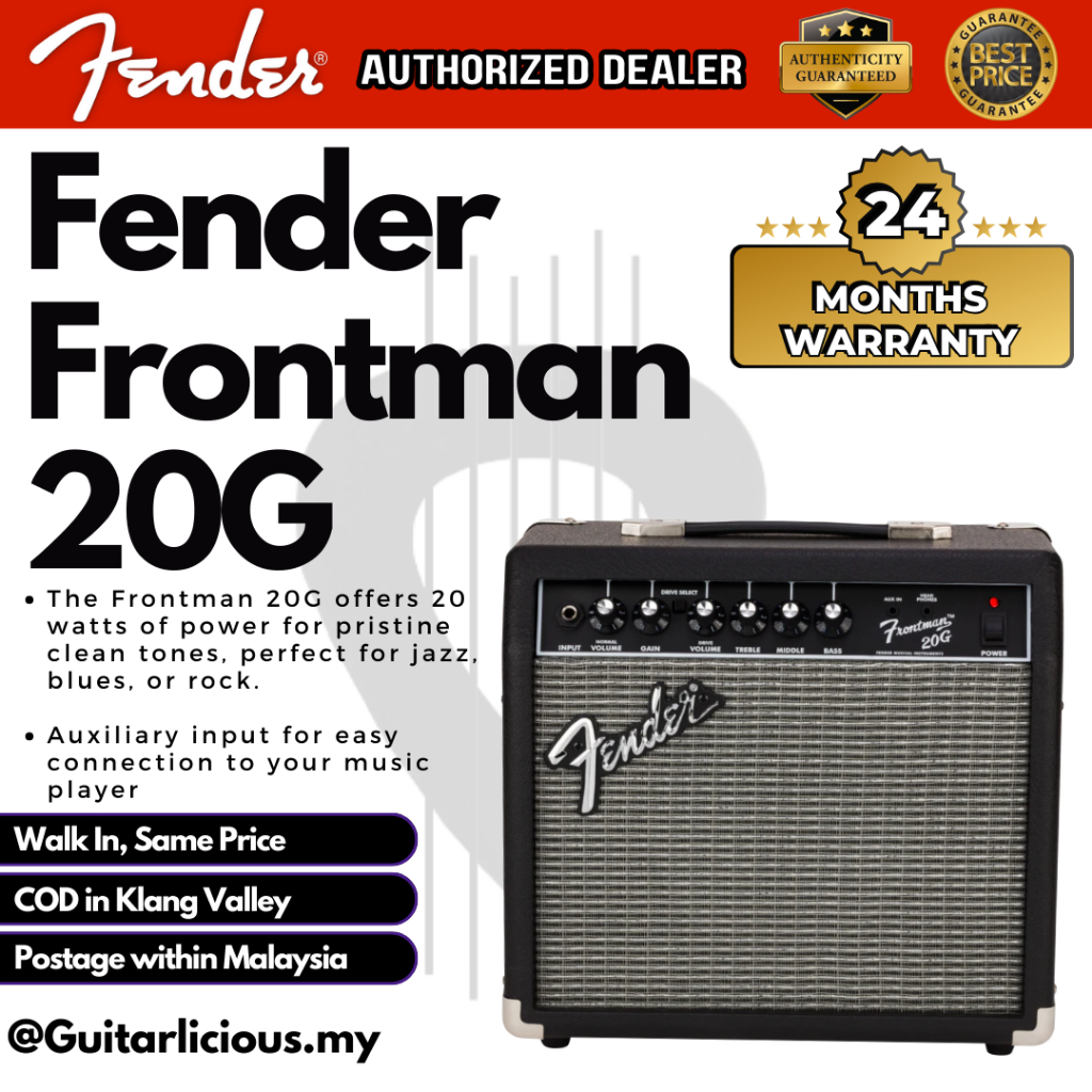 Fender Frontman 20G Guitar with Overdrive Combo Amplifier ( 20watts ...