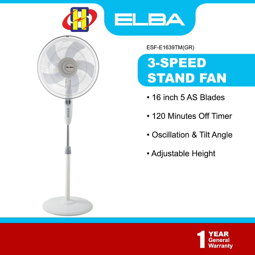 Elba Stand Fan (16 Inch) 3Speed 120Minutes Timer Stand Fan ESF