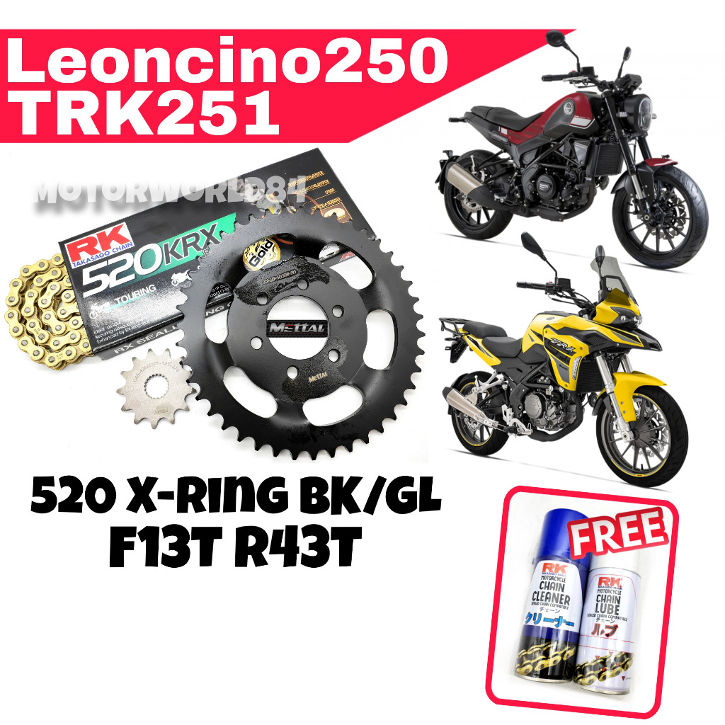 RK CHAIN METTAL SPROCKET SET BENELLI TKR251 520 RK KRX XRING RIVET